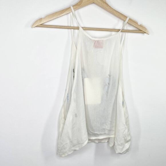 LF Native Rose Daria White Blue Embroidered Crop Tank Top Women's Size 10 NWT - Picture 2 of 8